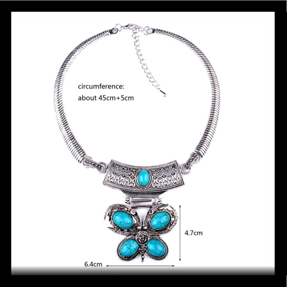 New! Howlite Stone Butterfly Necklace - Picture 5 of 7